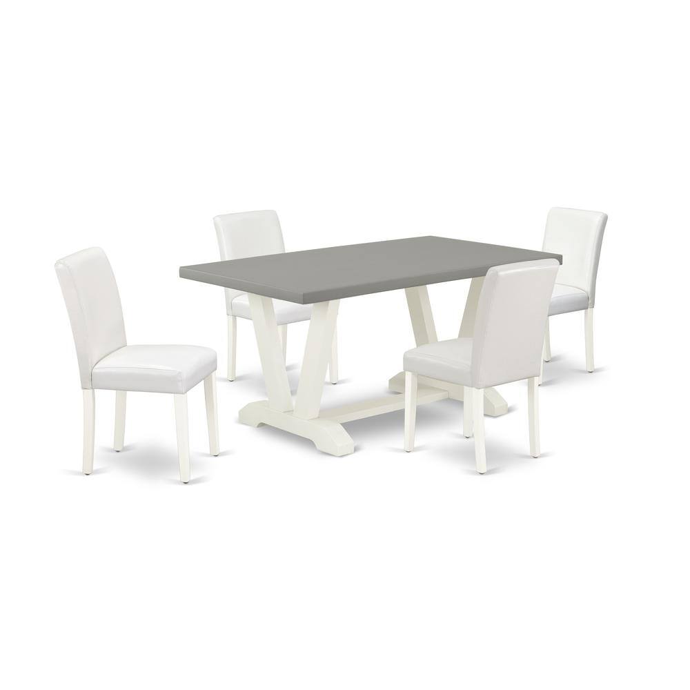 Left. East West Furniture - East West Furniture V096AB264-5 5-Piece Stylish Dining Room Set a Good Cement Color Kitchen Rectangular Table Top and 4 - Multi-Color.