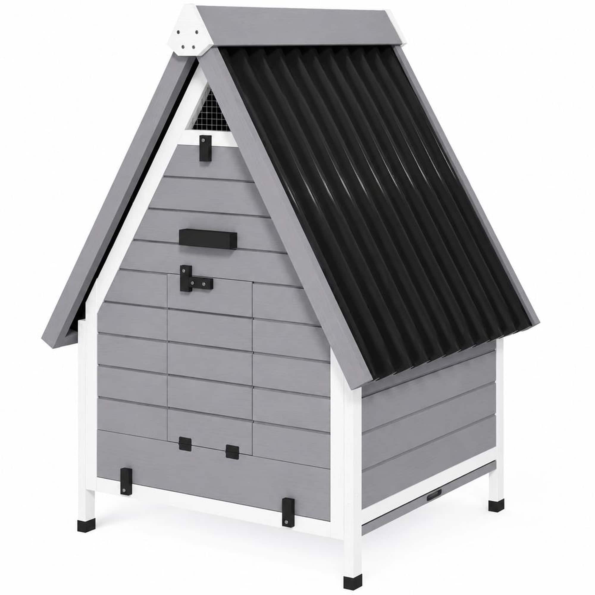 RYHNUYNE - Wooden Chicken Coop, Fir Wood Hen House, Elevated 3.9 in Base, Removable Tray, Fits 1-2 Chickens