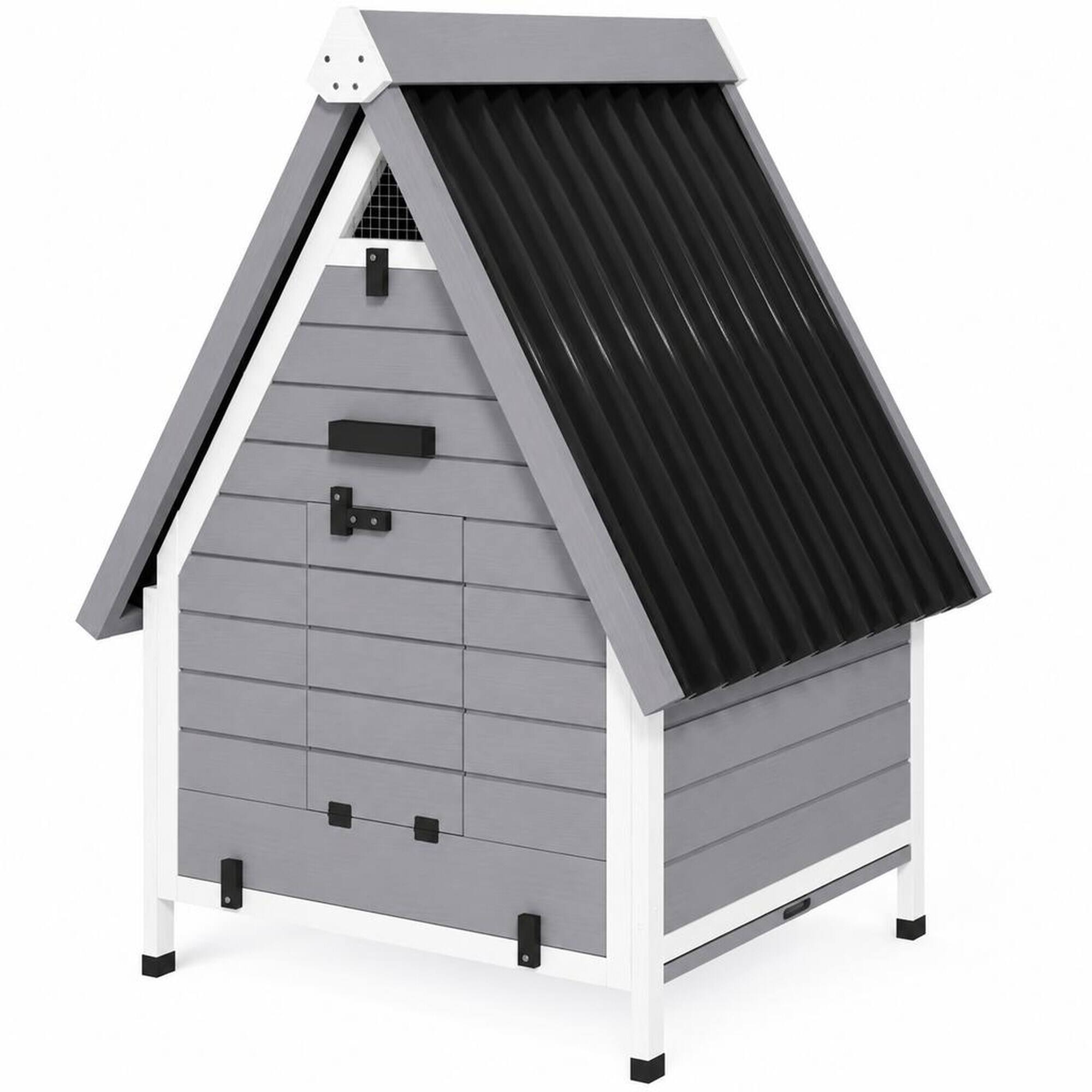 Front. RYHNUYNE - Wooden Chicken Coop, Fir Wood Hen House, Elevated 3.9 in Base, Removable Tray, Fits 1-2 Chickens.