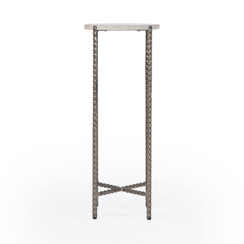Alt View 2. Butler Specialty - Nigella Marble and Silver Cross Legs Side Table - Multi-Color.