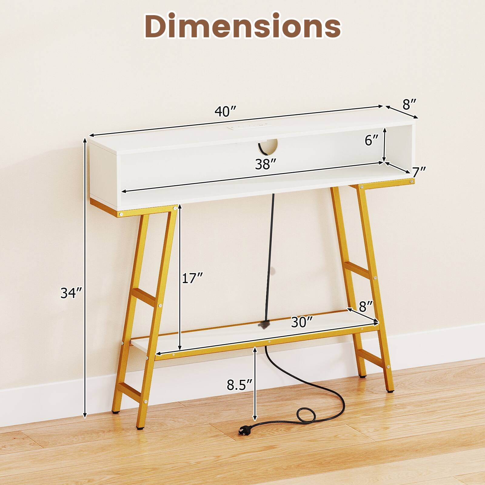 Dimensions: 40" x 8" x 38" x 6" x 7" x 34" x 17" x 30" x 8" x 8.5"