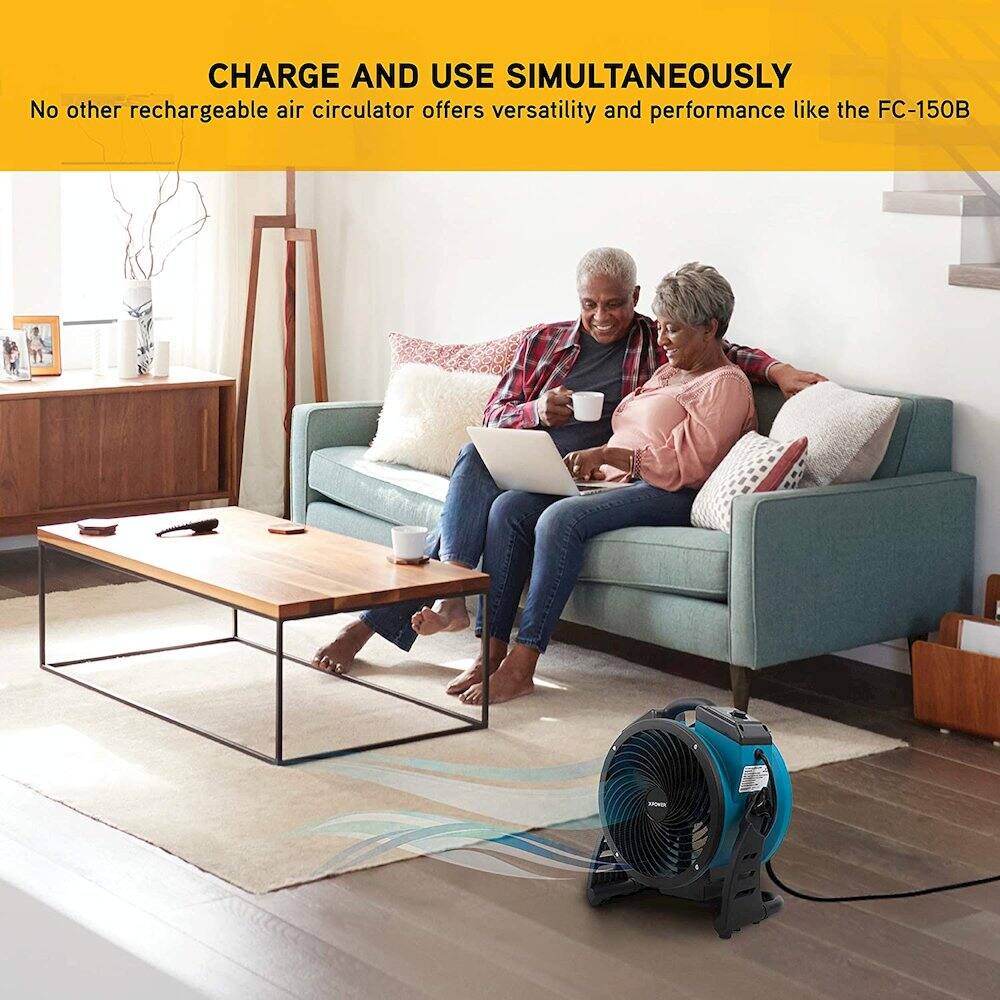 CHARGE AND USE SIMULTANEOUSLY  
No other rechargeable air circulator offers versatility and performance like the FC-150B