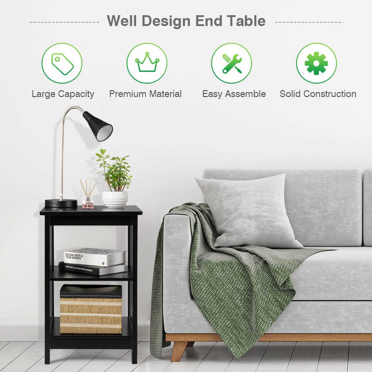 Well Design End Table

- Large Capacity
- Premium Material
- Easy Assemble
- Solid Construction