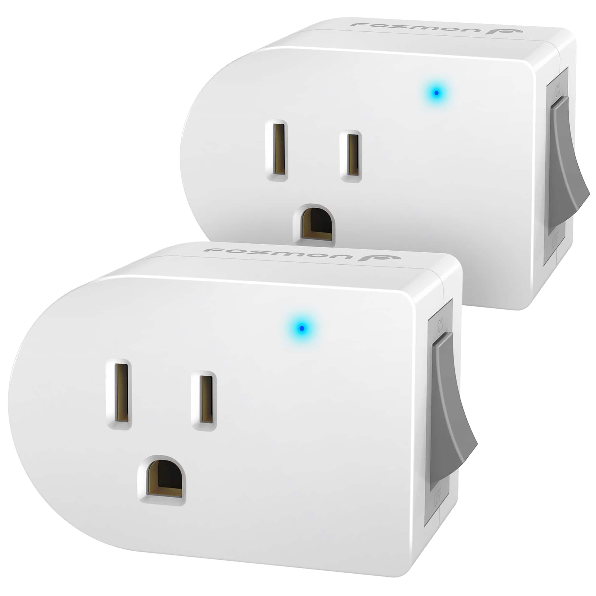 Fosmon - [ETL Listed] 2 Pack Outlet Adapter Surge Protector 245J, Portable Power Adapter Plug Power Switch Circuit Breaker - White
