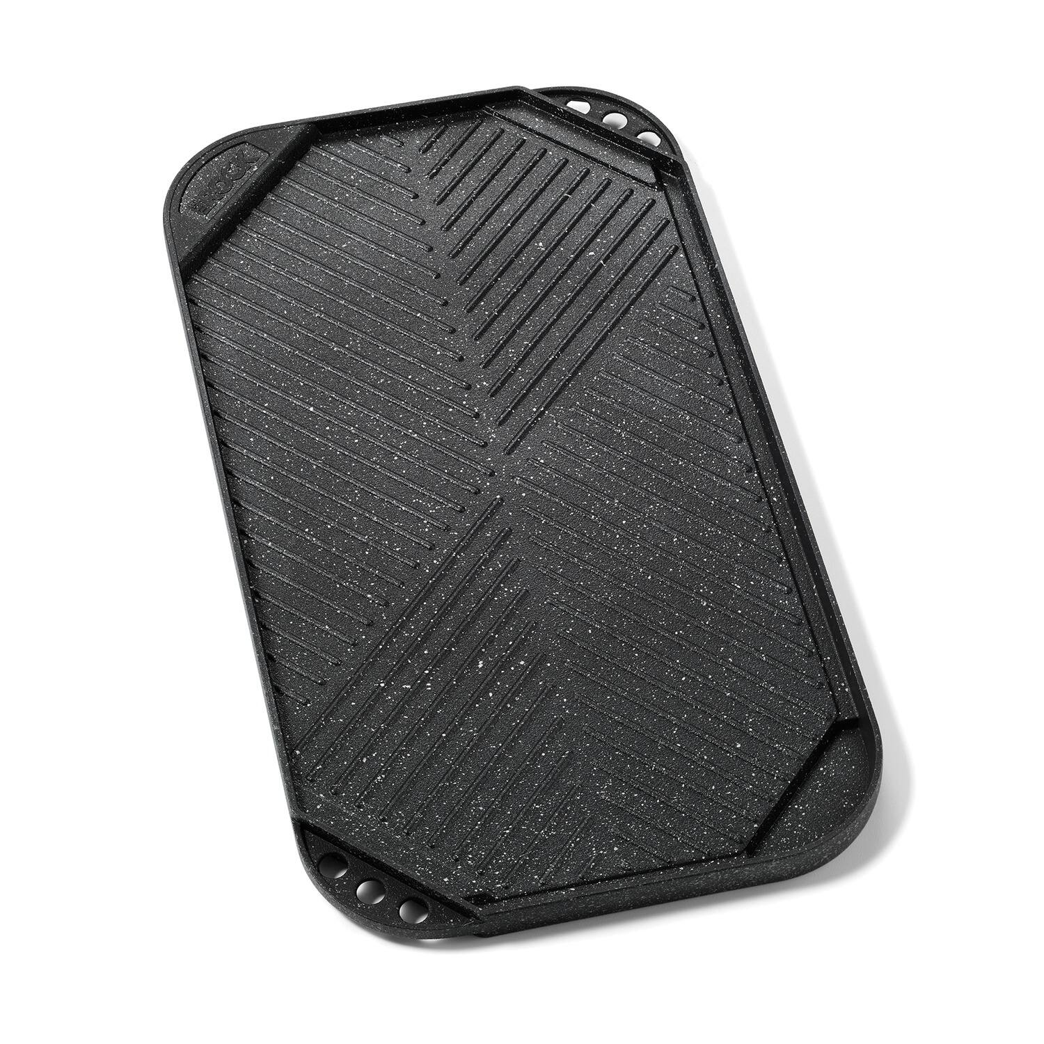 Back. THE ROCK by Starfrit - The Rock By Starfrit 034614-004-0000 10.6-inch X 19.5-inch Reversible Grill/griddle - black.