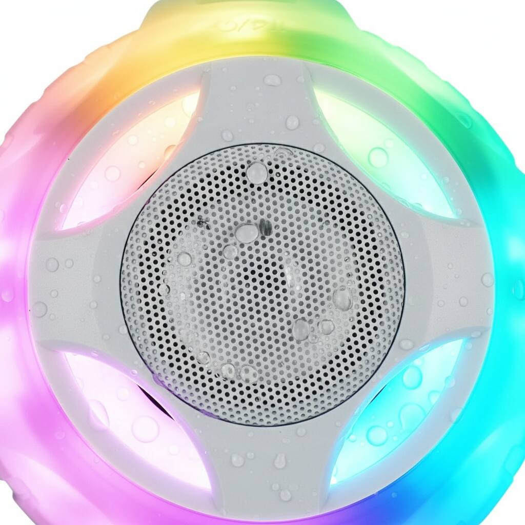 Back. Dazzed Corner - IPX7 Waterproof Shower Bluetooth Speaker, Floating, LED Light - Crystal.