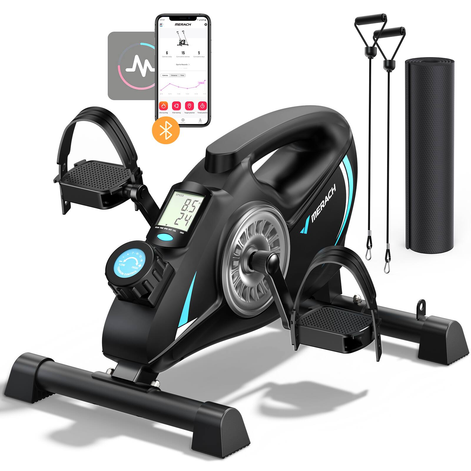 MERACH New S04 Quiet Magnetic Mini Exercise Bike Under Desk Bike