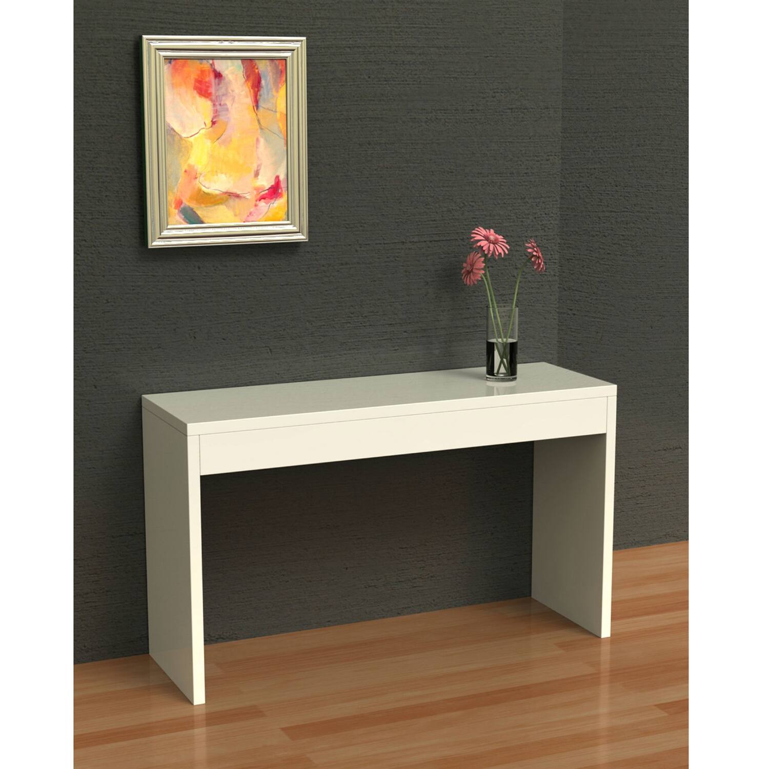 Left. Hivvago - White Sofa Table Modern Entryway Living Room Console Table - White.