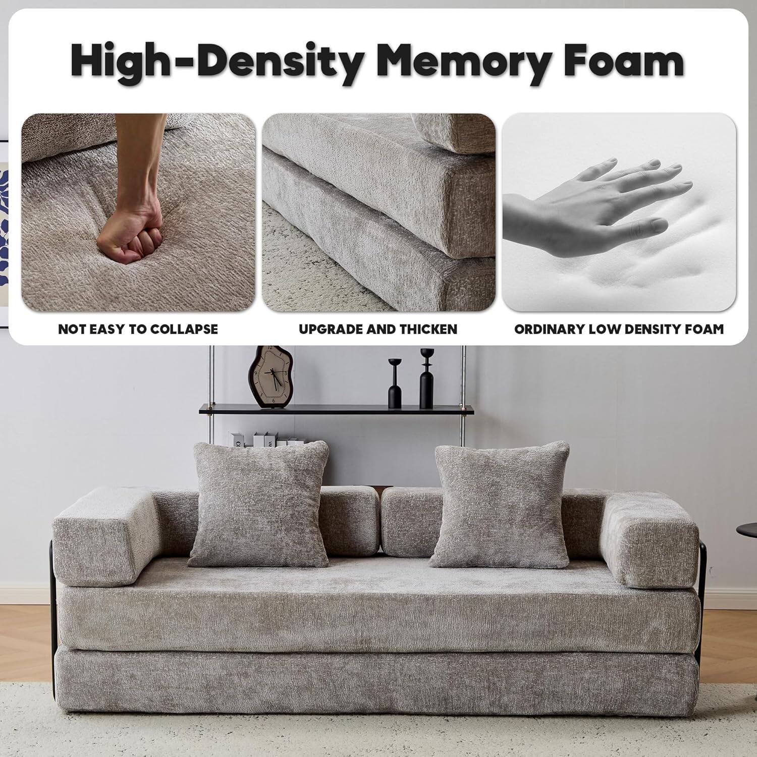 High-Density Memory Foam

- NOT EASY TO COLLAPSE
- UPGRADE AND THICKEN
- ORDINARY LOW DENSITY FOAM