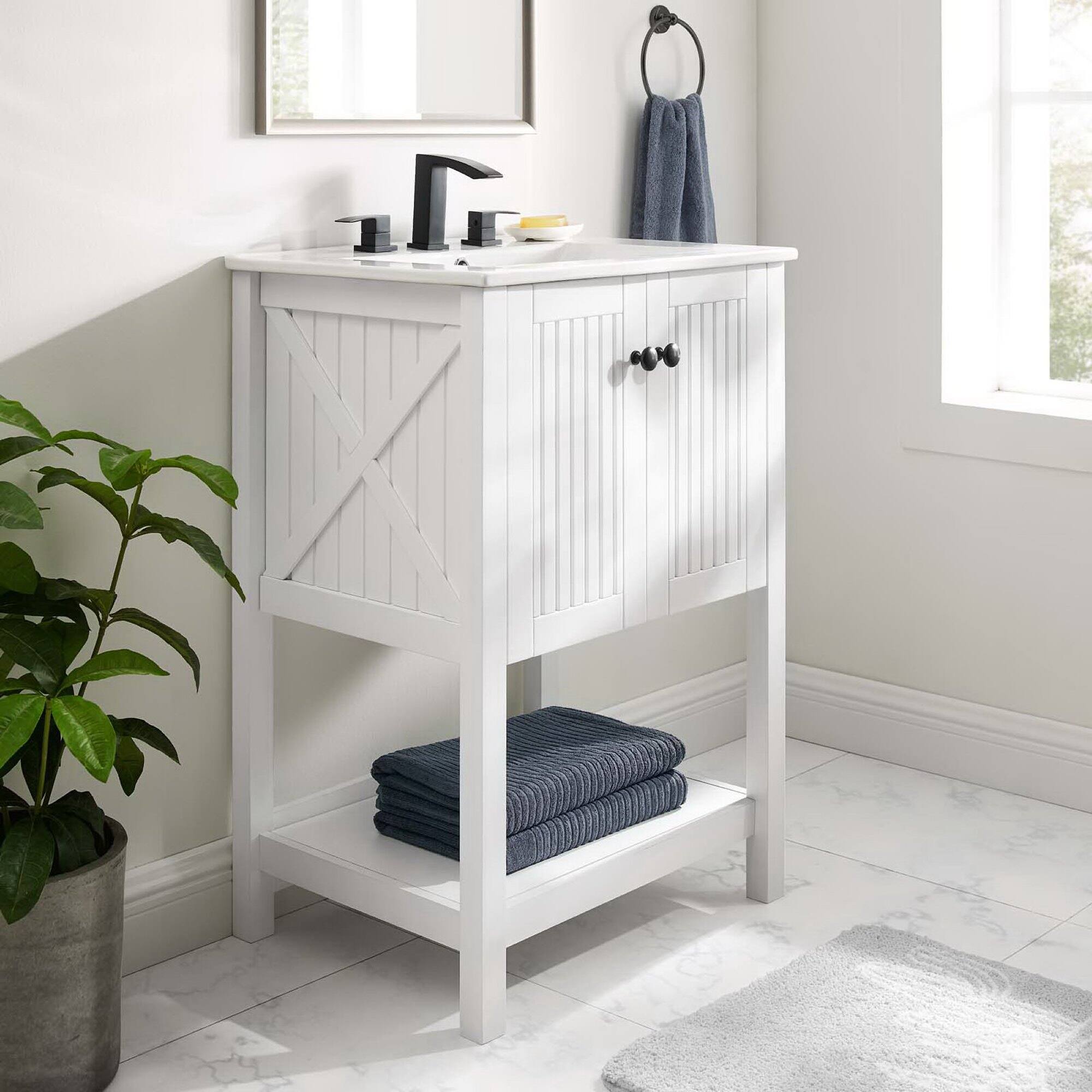 Front. Modway - Steam Bathroom Vanity Basin Included - White White.