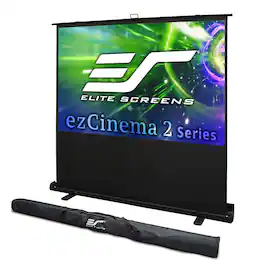 Elite Screens - ezCinema 2 Floor Pull-Up Matte White Free-Standing Portable Projector Screen, 110" diag., 16:10, Carry bag,F110NWX2