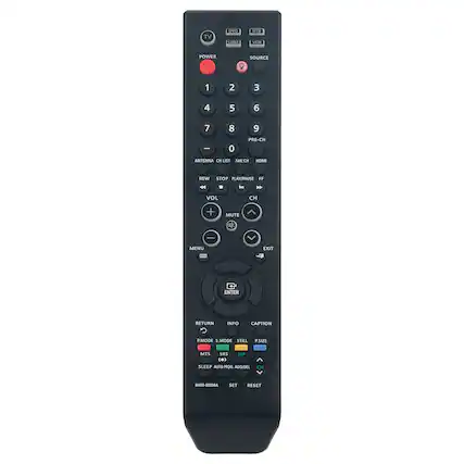 TV OVD CABLE 918 VCR POWER SOURCE 1 2 3 4 5 6 7 8 9 0 PRE-CH ANTENNA CM UNT FAVCH HDMI REW STOP PLAY/PAUSE FF VOL CH + MUTE K - MENU EXIT ... ENTER RETURN INFO CAPTION R.MODE S.MODE STILL P.SIZE MTS SRS PIP () SLEEP AUTO PROG ADD/DI CH BN9-0058A SET KESET