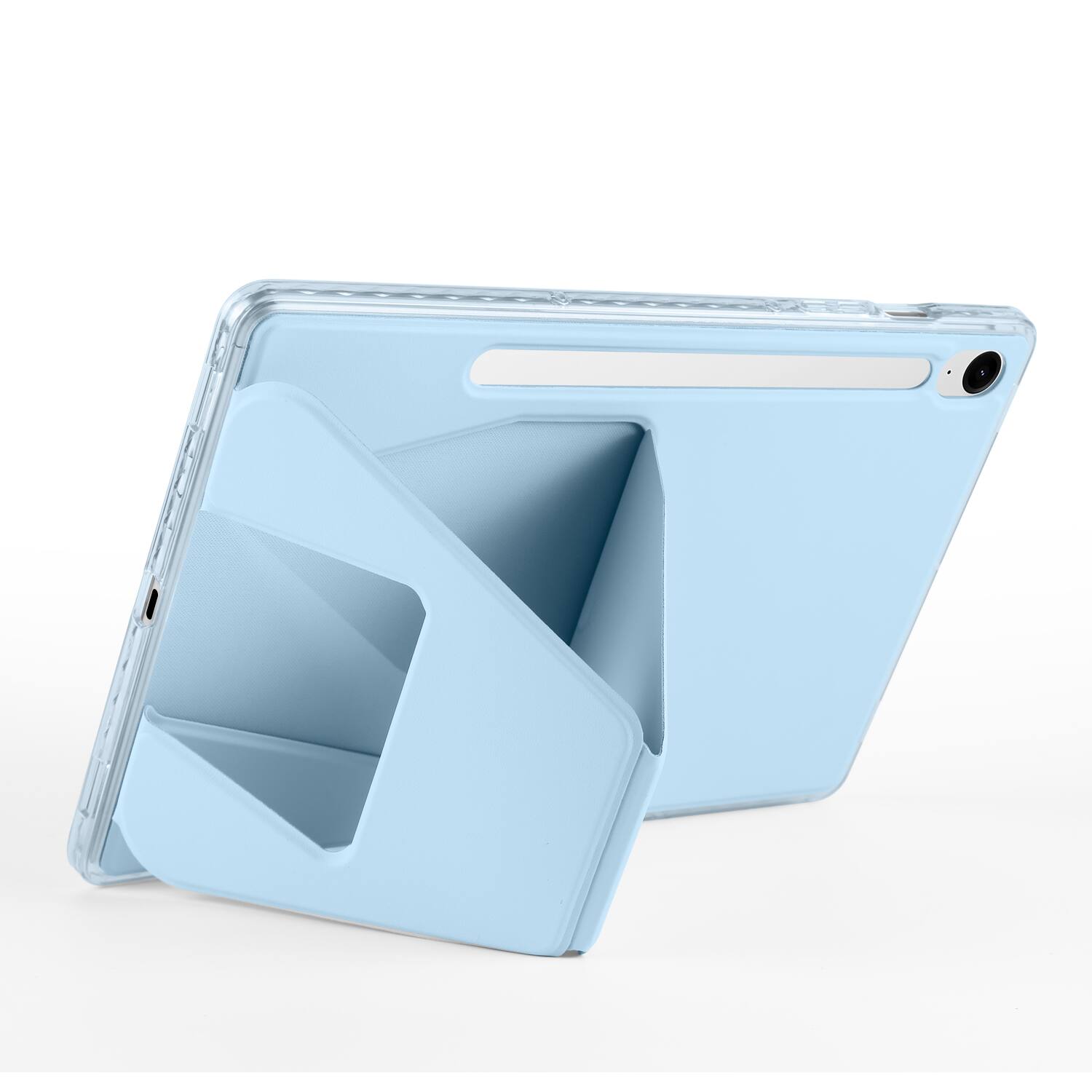 Alt View 1. Dteck - Slim Faux Leather Case for Samsung Galaxy Tab S10 FE / S10 / S9 / S9 FE,Soft Silicone Bumper Shell with Foldable Stand - Blue.