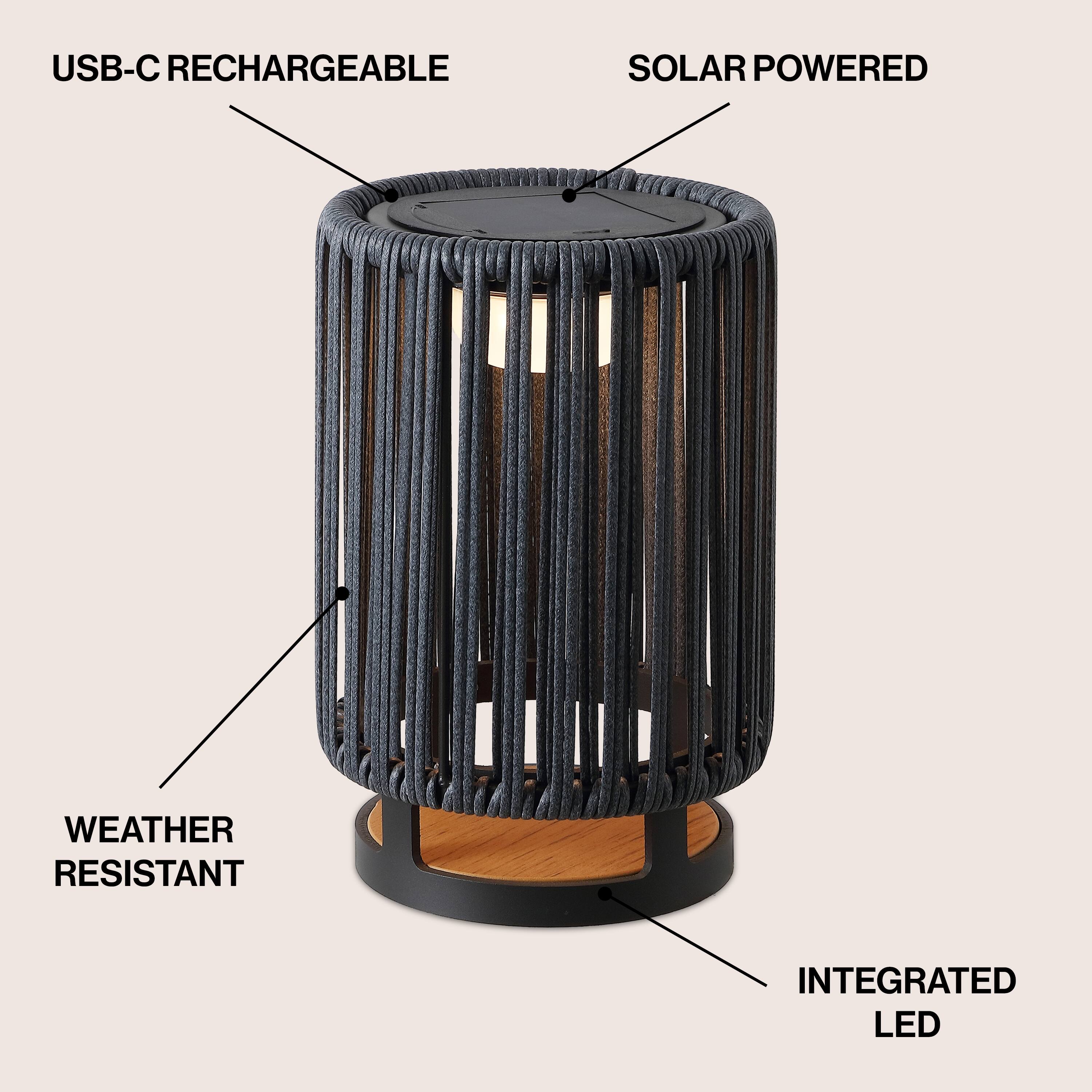 USB-C Rechargeable Solar Powered Weather Resistant Integrated LED