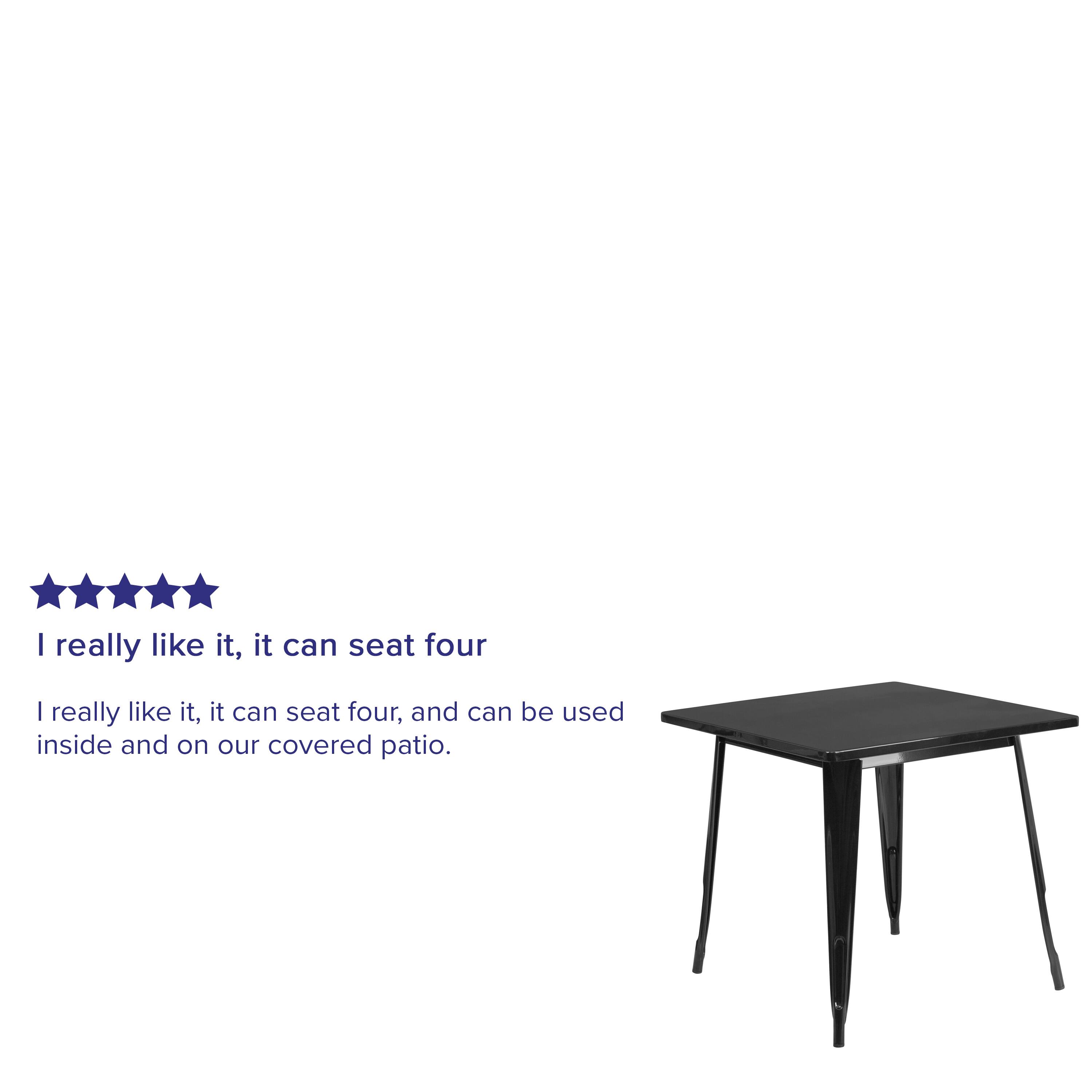 I really like it, it can seat four. I really like it, it can seat four, and can be used inside and on our covered patio.