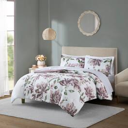 TinyHomie - Twin Floral Comforter Set with Bed Sheets - Mauve