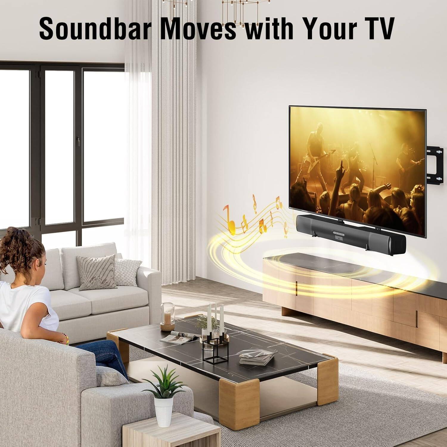 Schertz - Soundbar Mount Under TV with 6.5" Swivel Holders, 17.7" Bracket, Supports 15 lbs (YD5011) - Black
