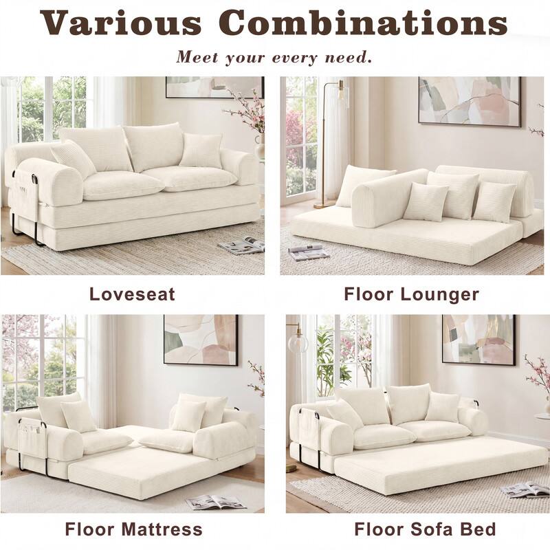 Various Combinations  
Meet your every need.  

Loveseat  
Floor Lounger  
Floor Mattress  
Floor Sofa Bed