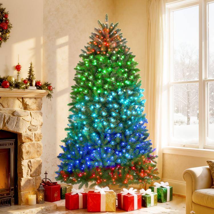 Alt View 1. PULUZ - 6ft Prelit Christmas Tree with Full-Spectrum LEDs, Smart App Control, Wide Full Hinged Xmas Tree, Easy Assembly - Green.