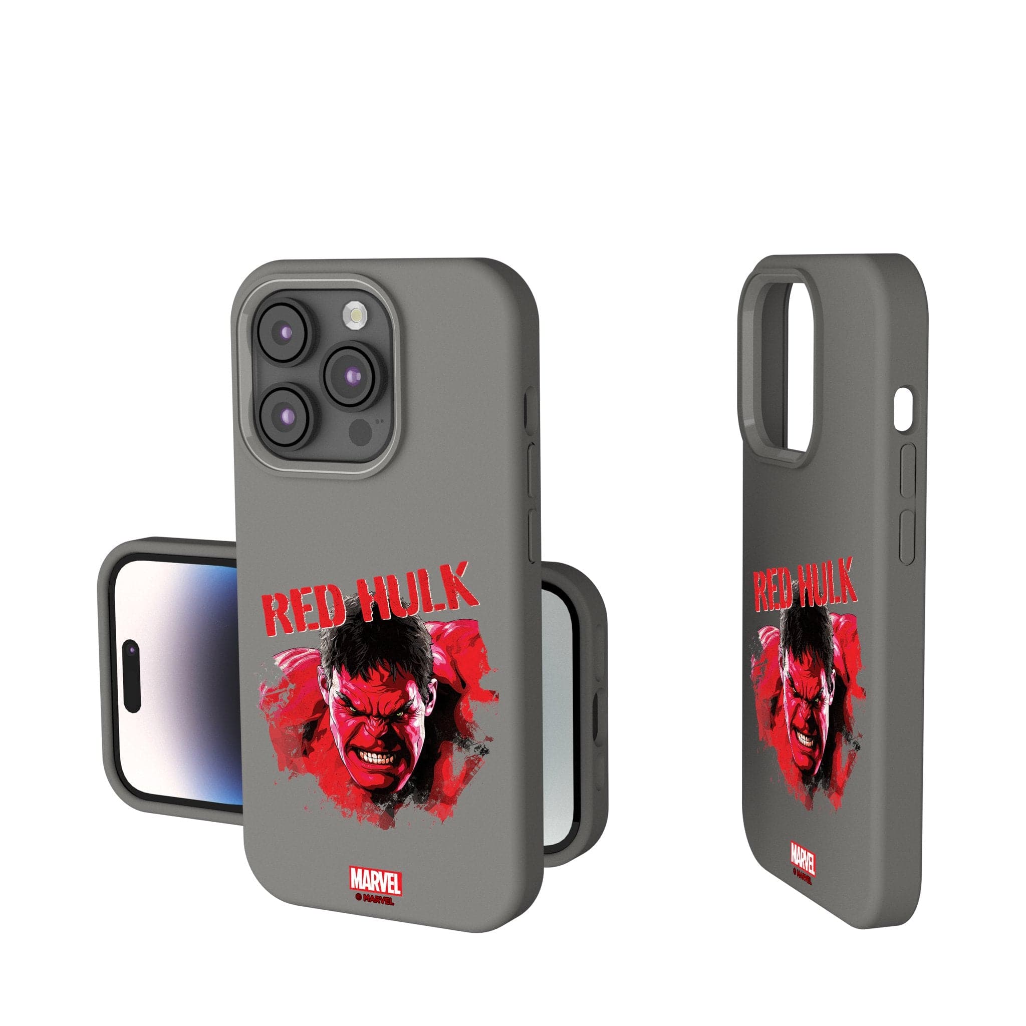 Keyscaper - Marvel Badge Soft Touch Phone Case - Apple iPhone 14 - Red Hulk