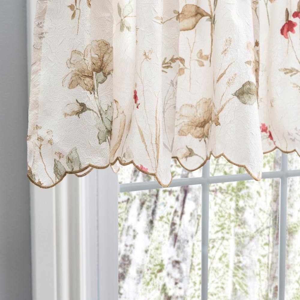 Angle. Ellis Curtain - Ellis Curtain Sophia Floral Crushed Taffeta Rod Pocket Window Valance 48" x 15" Multi - Multi.