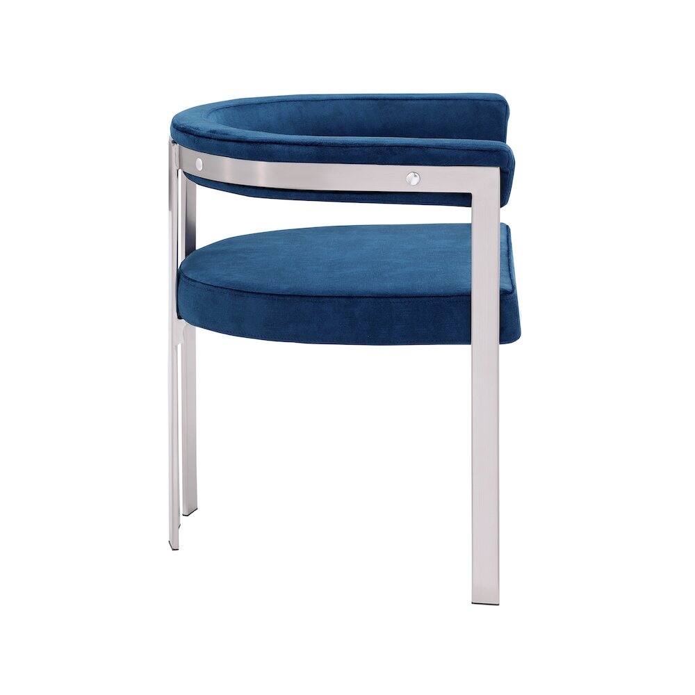 Alt View 3. Meridian Furniture - Marcello Navy Velvet Dining Chair, Set of 2 - Blue.