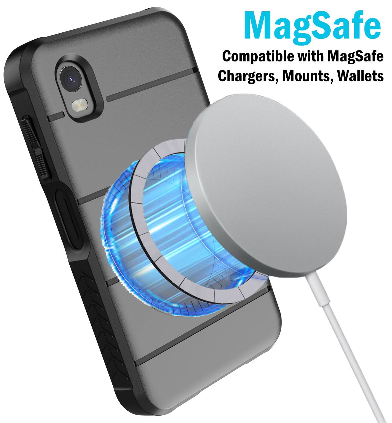 MagSafe  
Compatible with MagSafe Chargers, Mounts, Wallets