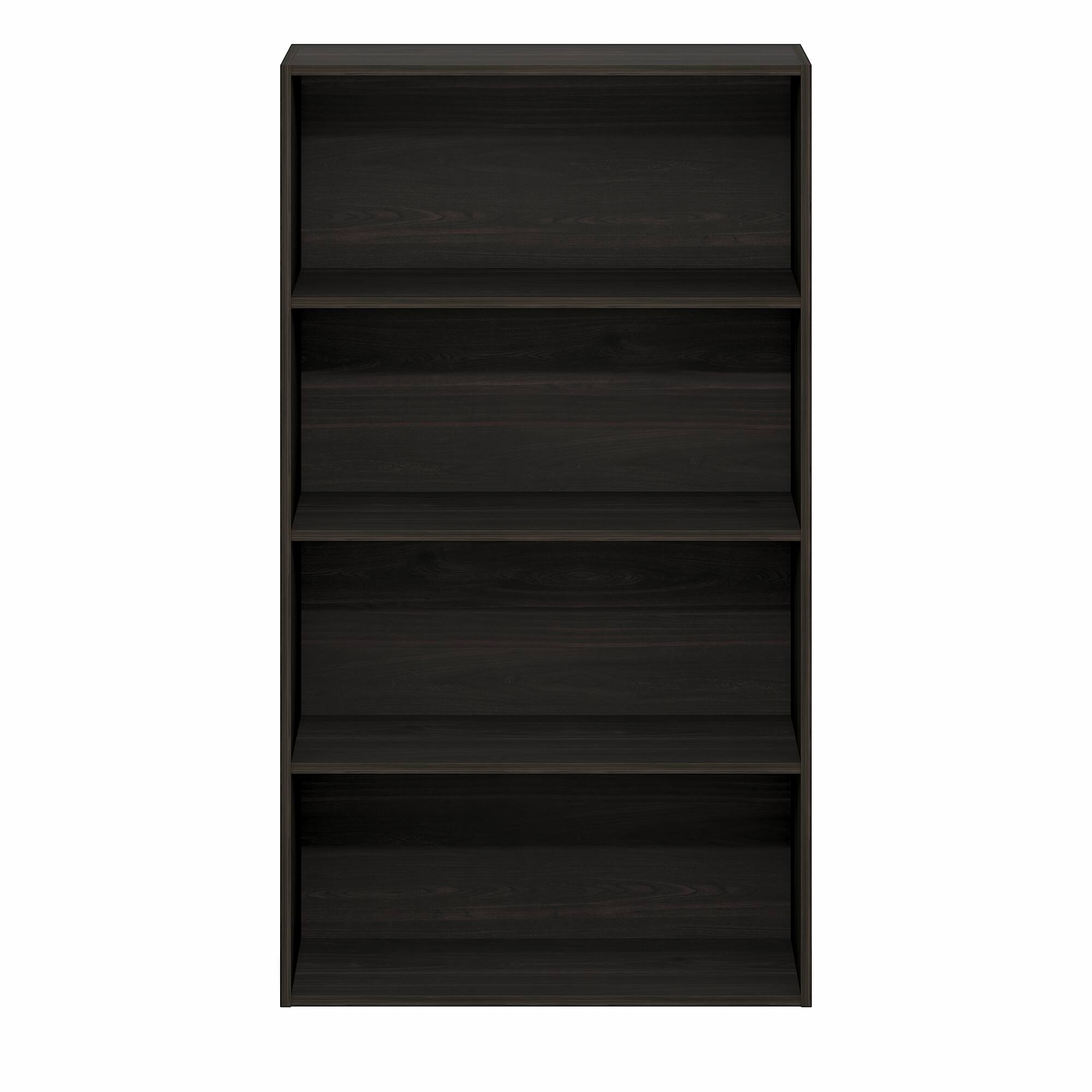 Alt View 5. Furinno - JAYA Book Shelf, 4-Tier Book Shelf, Bookcase with Open Shelving, Standing Bookshelf, 9.5 x 23.6 x 41.9 - Espresso.