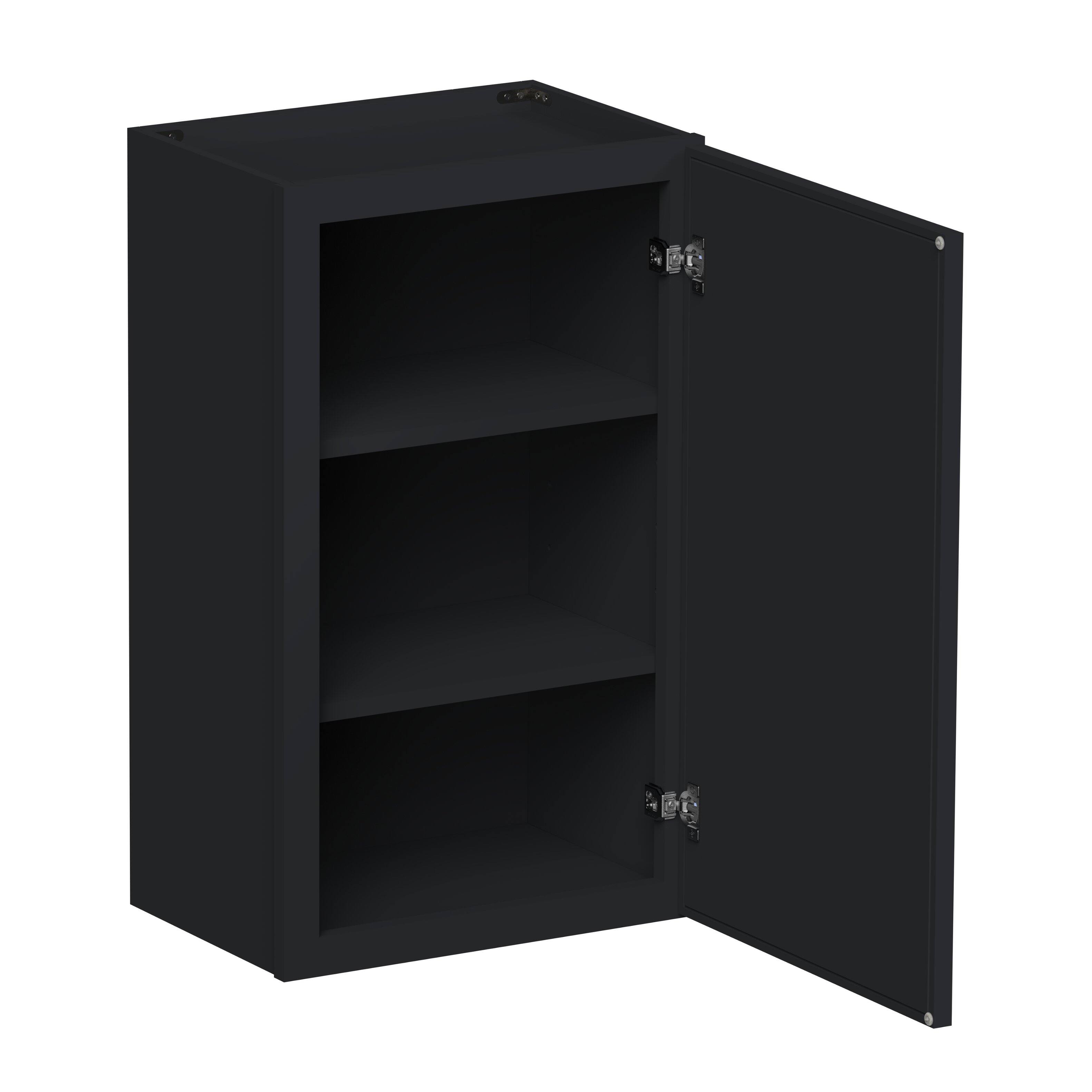 Angle. Boyel Living - 18-in W x 30-in H x 12-in D Shaker RTA Kitchen Wall Cabinet with Soft-Close - Black.