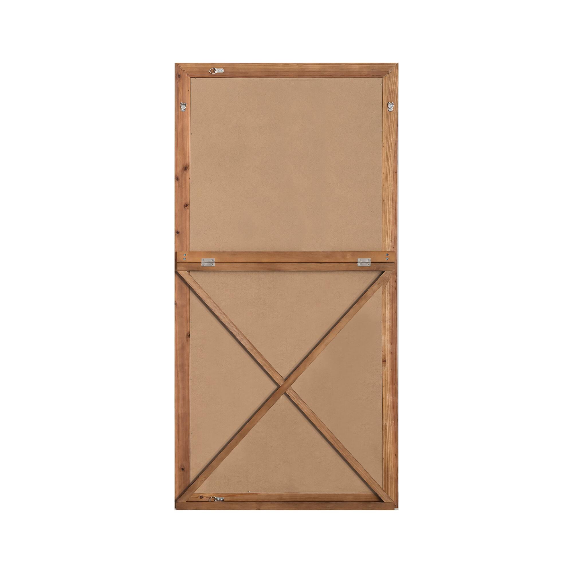 Back. PexFix - 71"x35" Full Length Mirror Solid Wood Frame Floor Mirror with Stand Rustic Wall Mounted Mirror Large Dressing Mirror - Brown.