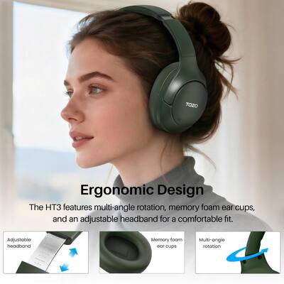 TOZO HT3 Wire/Wireless AI Noise Cancel Over Ear Bluetooth 6.0 TOZO HT3 Wire/Wireless AI Noise Cancel Over Ear Bluetooth 6.0