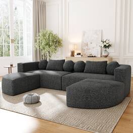 Whisen - Modular Sectional Sofa Boneless Couch Sofa Bed Compression Sofa for Living Room - Black