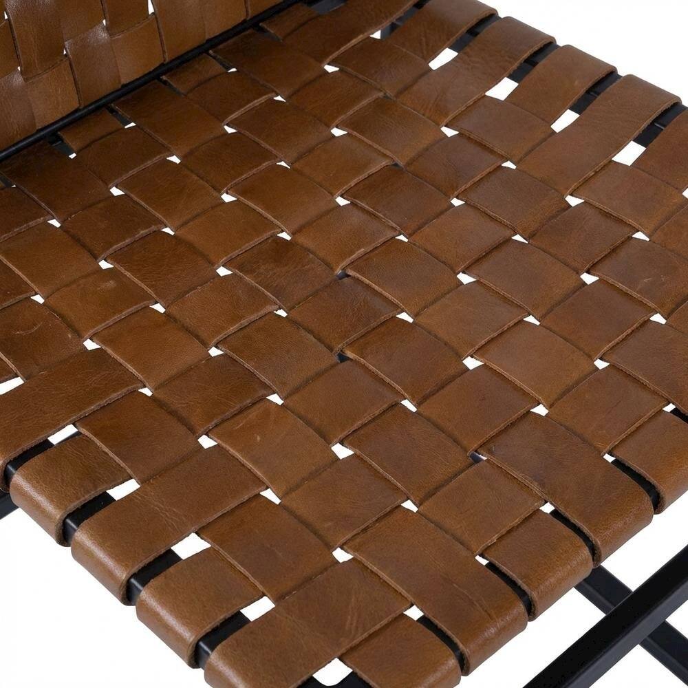 Alt View 2. Starlight Canyon Home - Industrial Leather Side Chair with Sled Base, Accent Chair for Dining Room - Medium Brown.