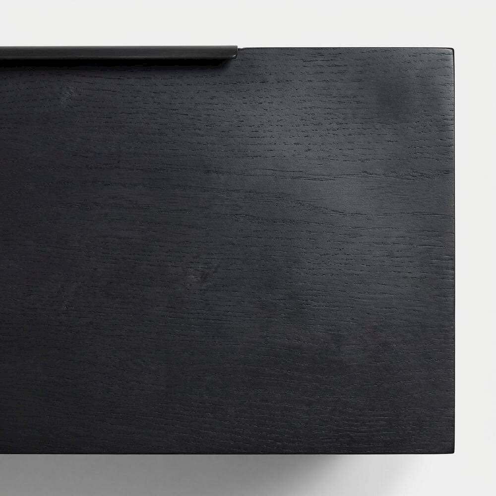 Alt View 2. Starlight Canyon Home - Black modern nightstand with mahogany wood veneer and spacious drawer - Black.