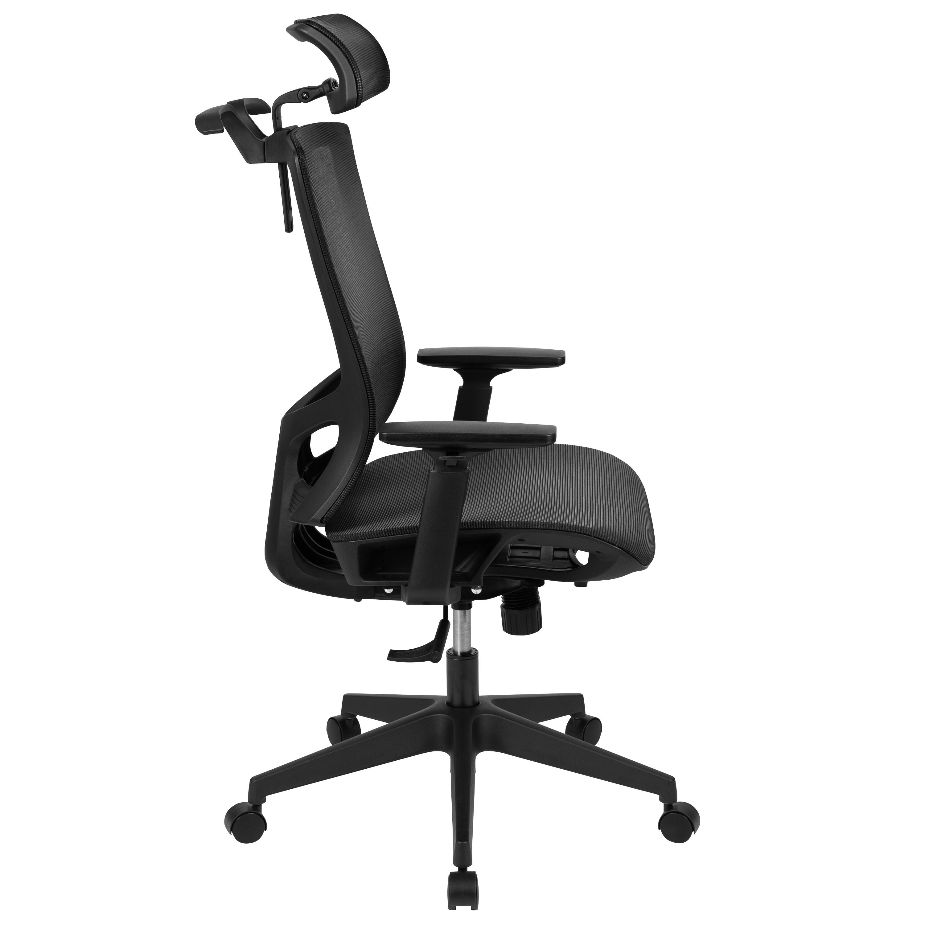 Alt View 6. Emma + Oliver - Ergonomic Mesh Office Chair-Synchro-Tilt, Pivot Headrest, Adjustable Arms - Black.