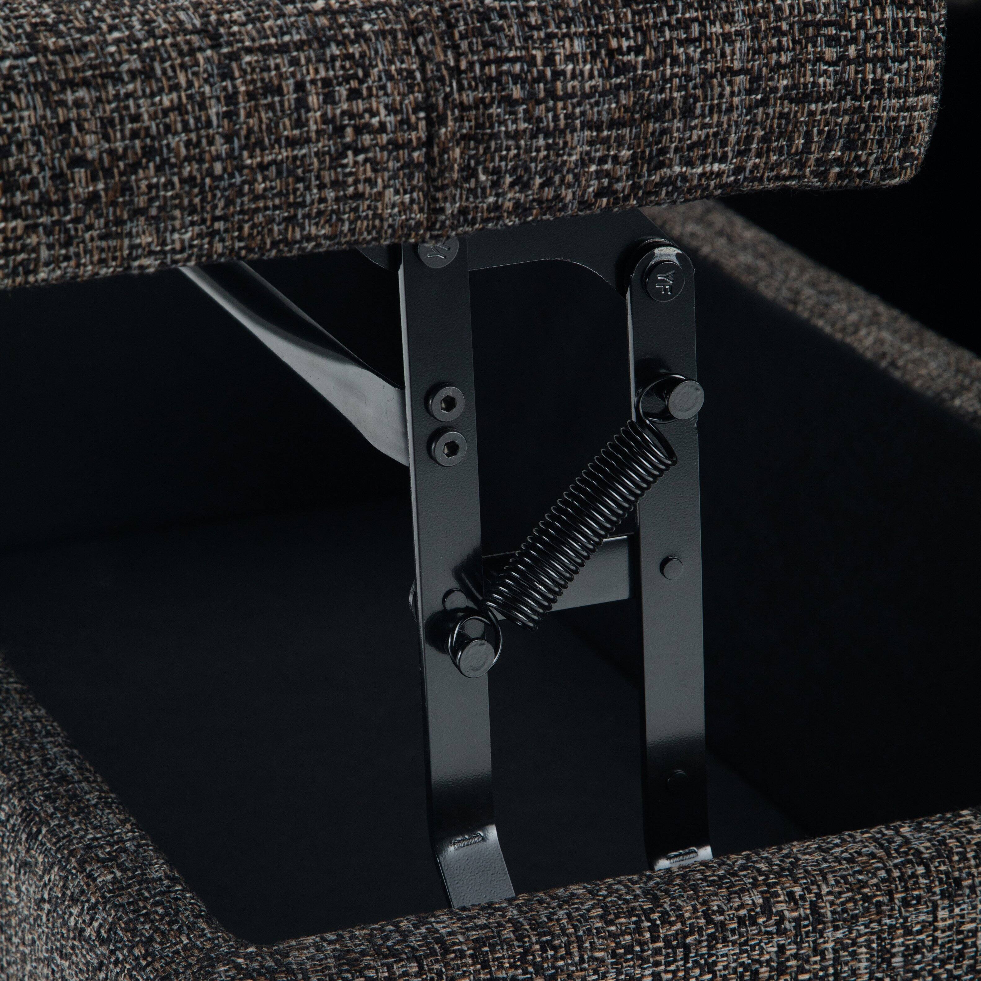 Alt View 3. Simpli Home - Harrison 36 inch Wide Upholstered Solid Wood Square Storage Ottoman, Warm Dark Charcoal Melange - Warm Dark Charcoal Melange.
