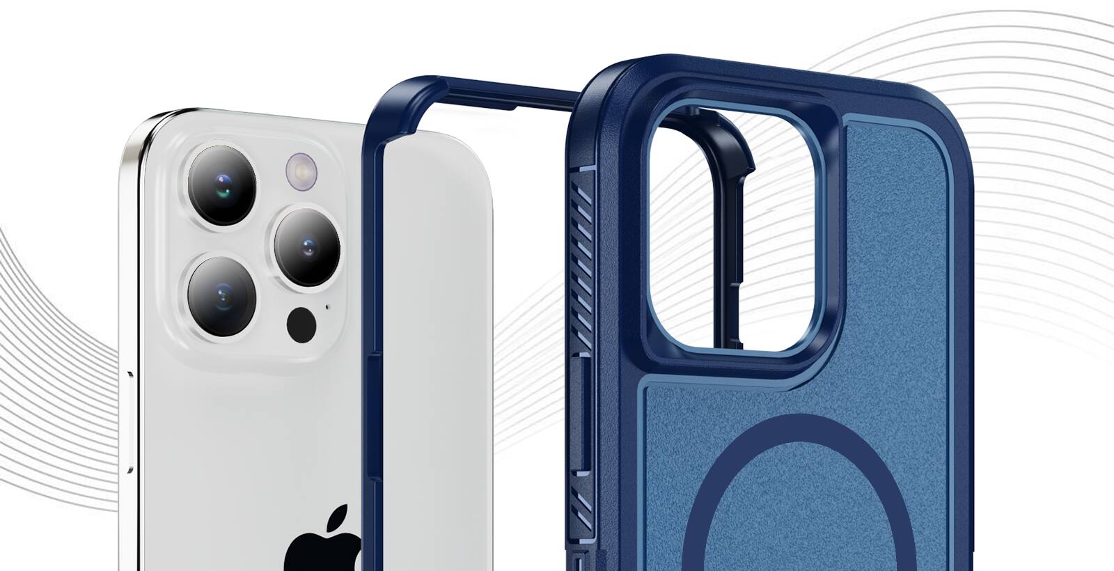 Alt View 8. Nakedcellphone - Tough Case for iPhone 16 Pro Max Phone - Dual Layer, Anti-Fingerprint, Compatible with MagSafe - Blue.