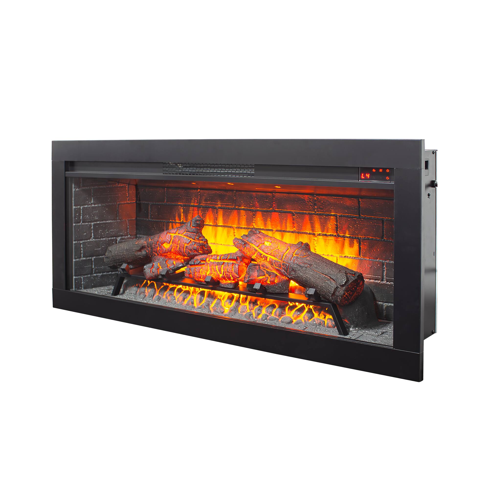 Left. Mondawe - 42" Infrared Electric Fireplace Insert w/ Removable Trim, Touch Panel, Built-in Speaker, CSA/UL Certified - Black.