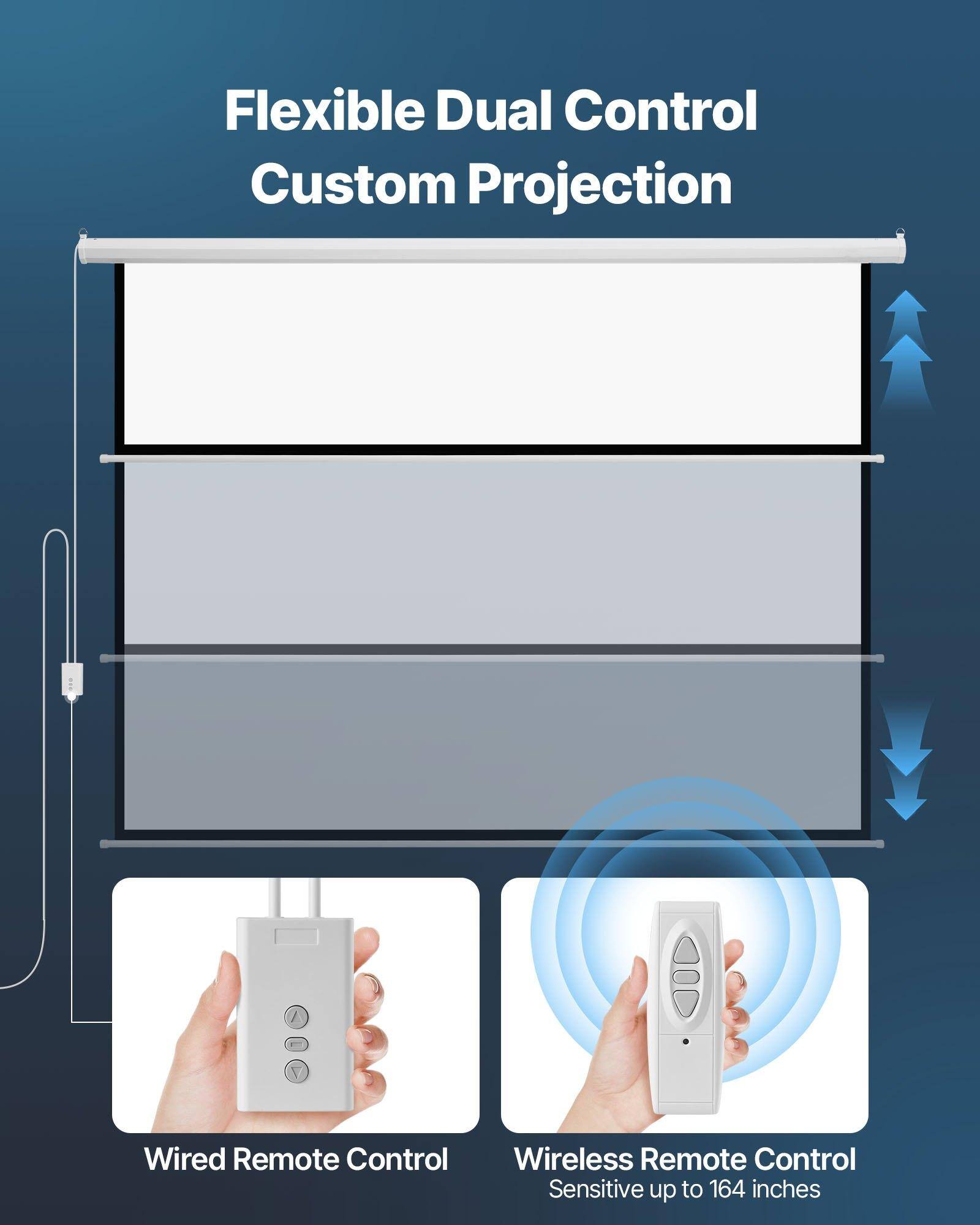 Flexible Dual Control Custom Projection

Wired Remote Control

Wireless Remote Control
Sensitive up to 164 inches