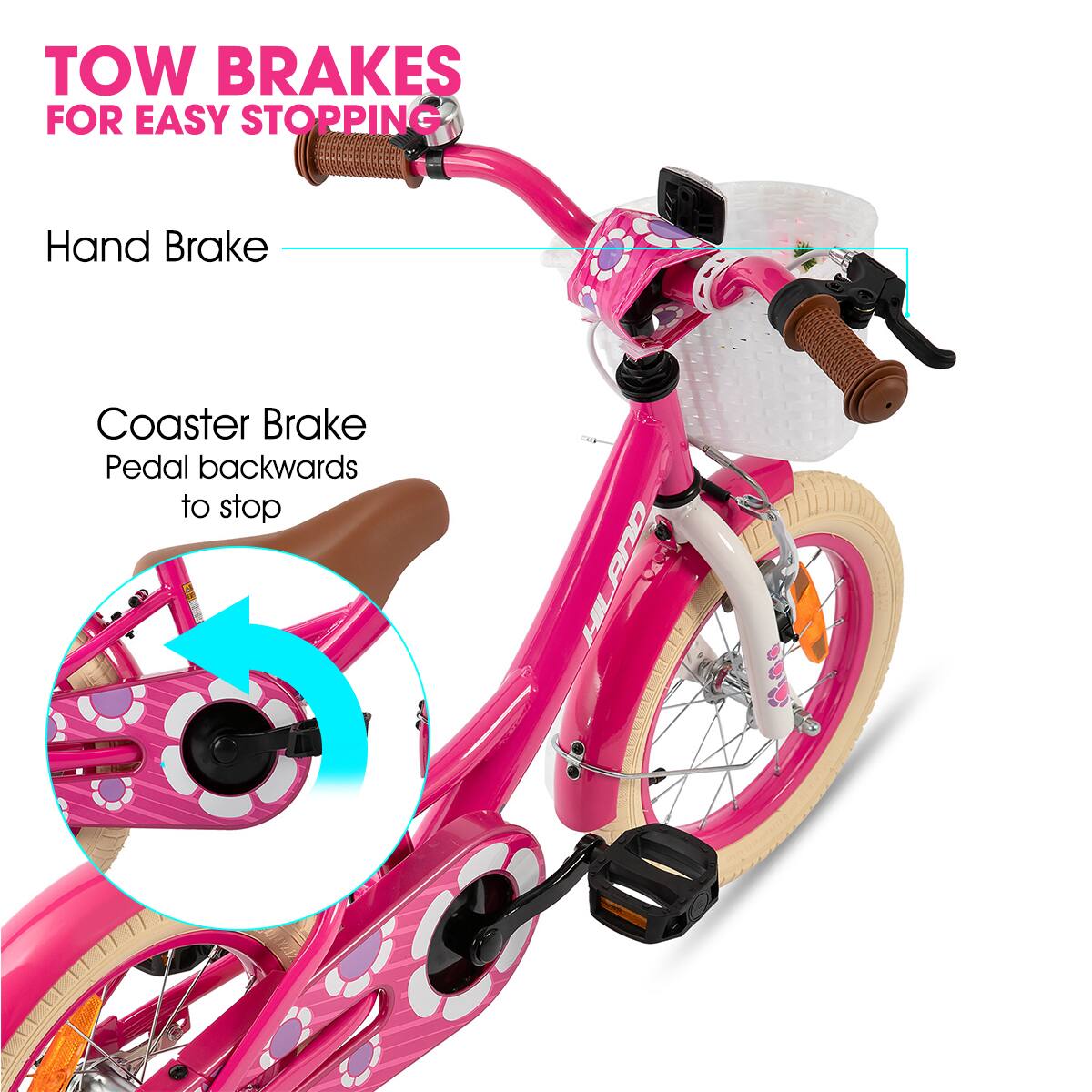 TOW BRAKES FOR EASY STOPPING

Hand Brake

Coaster Brake
Pedal backwards to stop