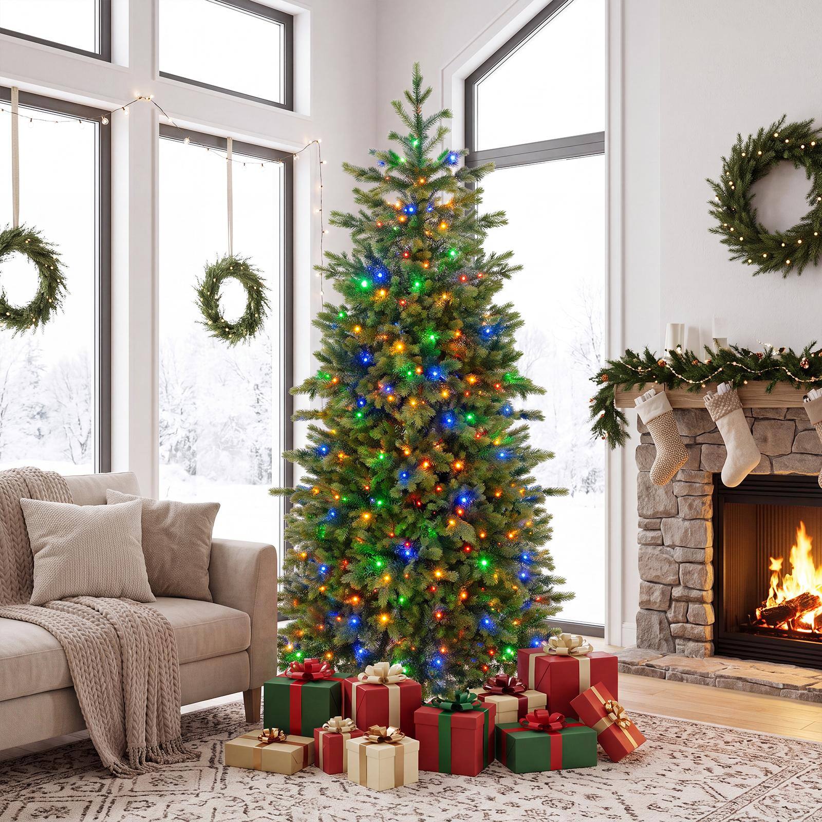 Alt View 1. Costway - Costway 6 FT Artificial Christmas Tree with 434 Full PE Branch Tips 250 LED Lights Remote - Green.