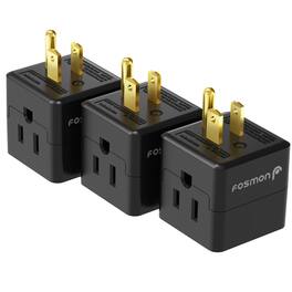 Fosmon - 3x Outlet Extender Cube 3-Outlet Multi Plug Wall Outlet Splitter Electrical Wall Outlet Extender Wall Charger ETL Listed - Black