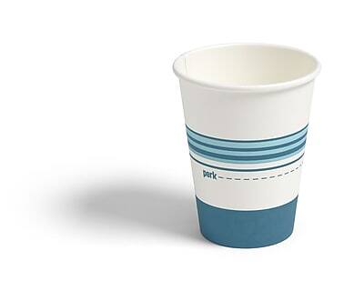 Alt View 2. Perk - Paper Hot Cup, 12 Oz., 50/Pack - White/Blue.