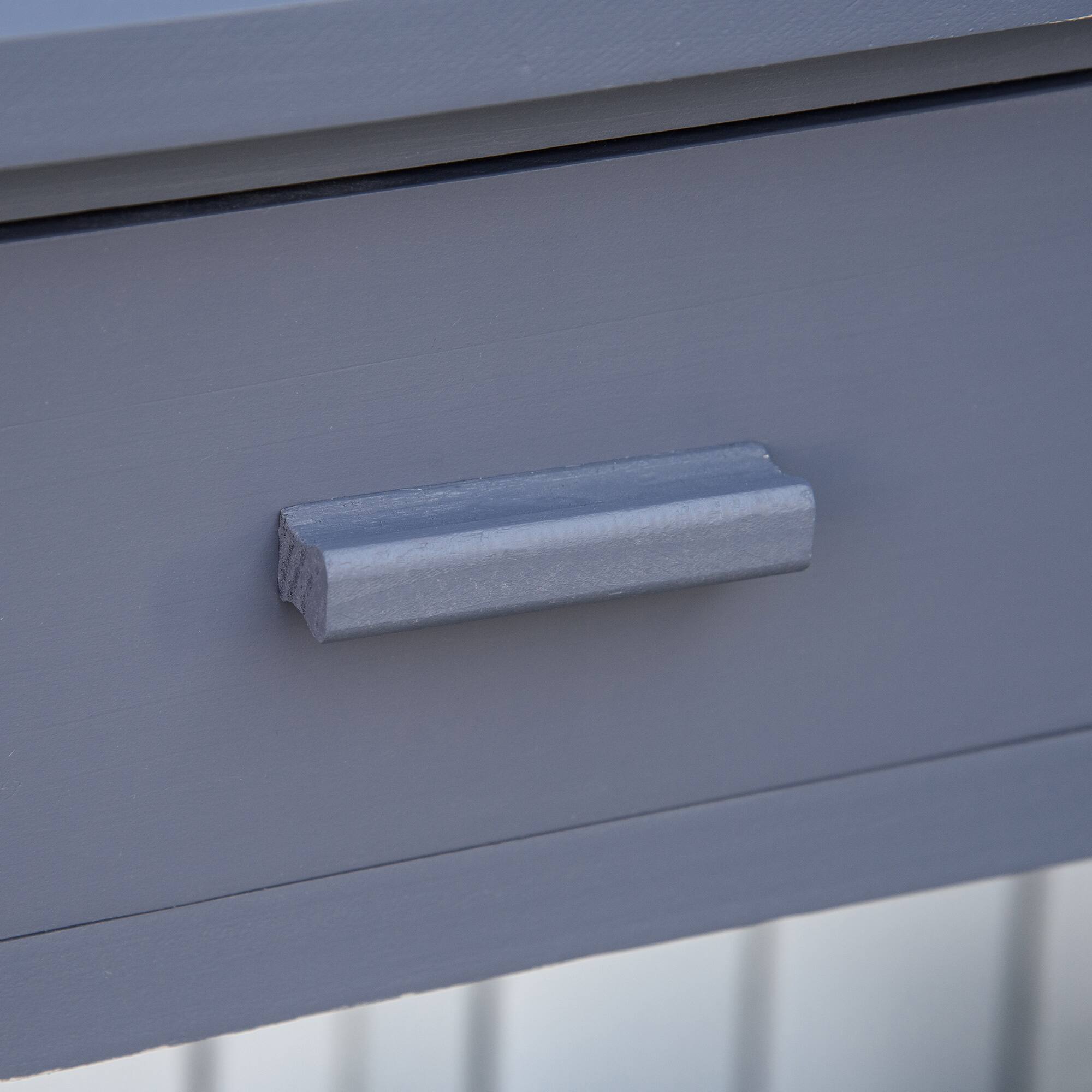 Alt View 8. Outsunny - Potting Bench Table, Garden Work Bench, Outdoor Wooden Workstation with Tiers of Shelves and Drawer - Grey.