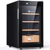 Front. KingChii - 48L Thermoelectric Cigar Humidor with Temperature Control, Spanish Cedar Shelves and Hygrometer(300 Capacity) - Black.