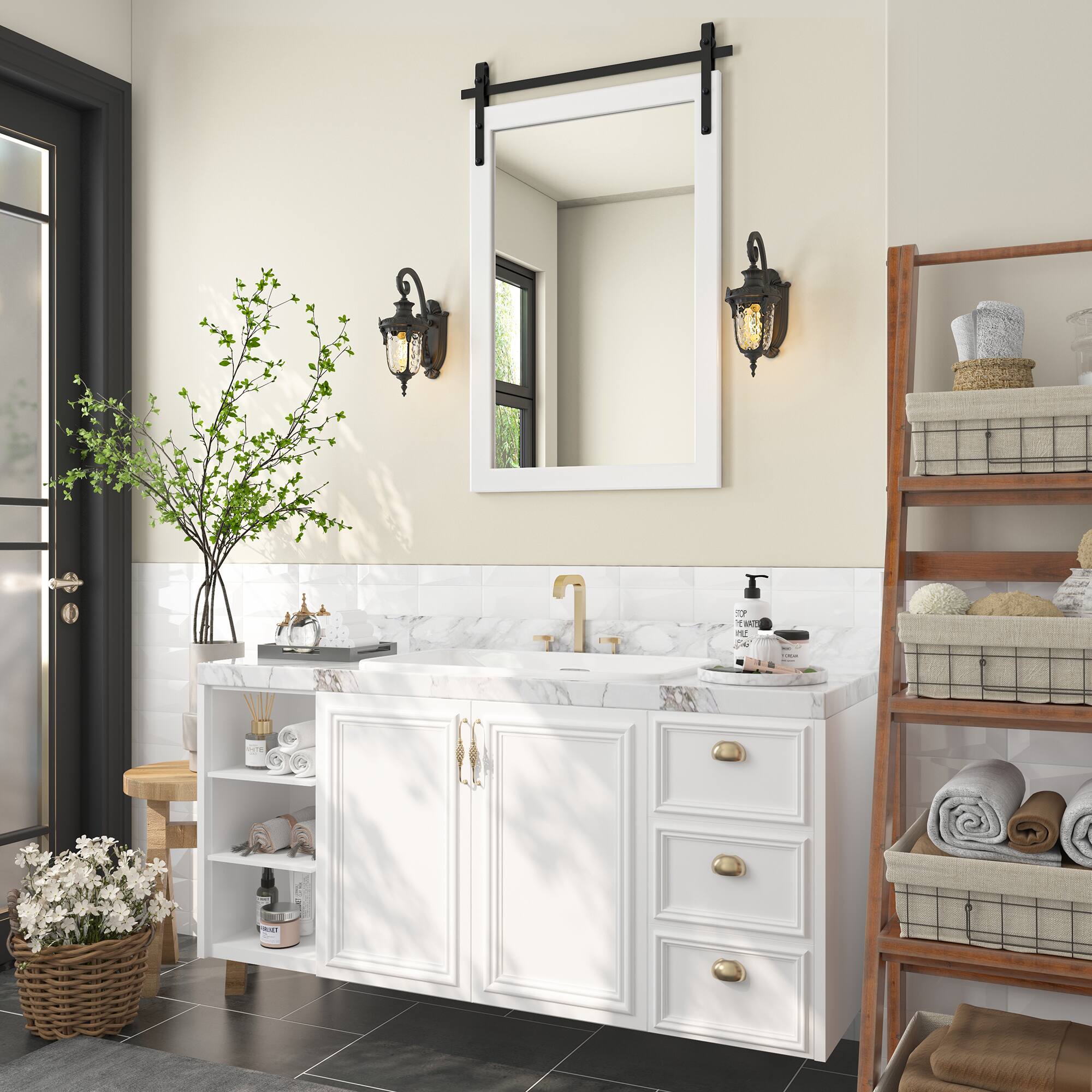 LOVMOR Rectangle Framed Wall Bathroom Vanity Mirror Accent Mirror 24" x ...