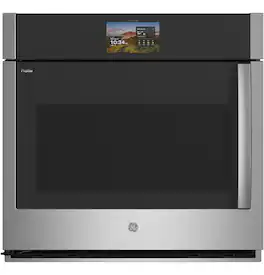 GE Profile - 30" Smart Built-In Single Electric True European Convection Wall Oven with Air Fry and Left-Hand Side-Swing Door - Stainless Steel