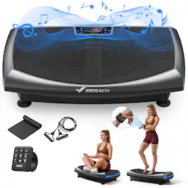 MERACH - Curved 4D Vibration Plate for Muscle Activation 7-in-1 with Glide SwingMassage Whole Body Workout Plate Vibration - Black