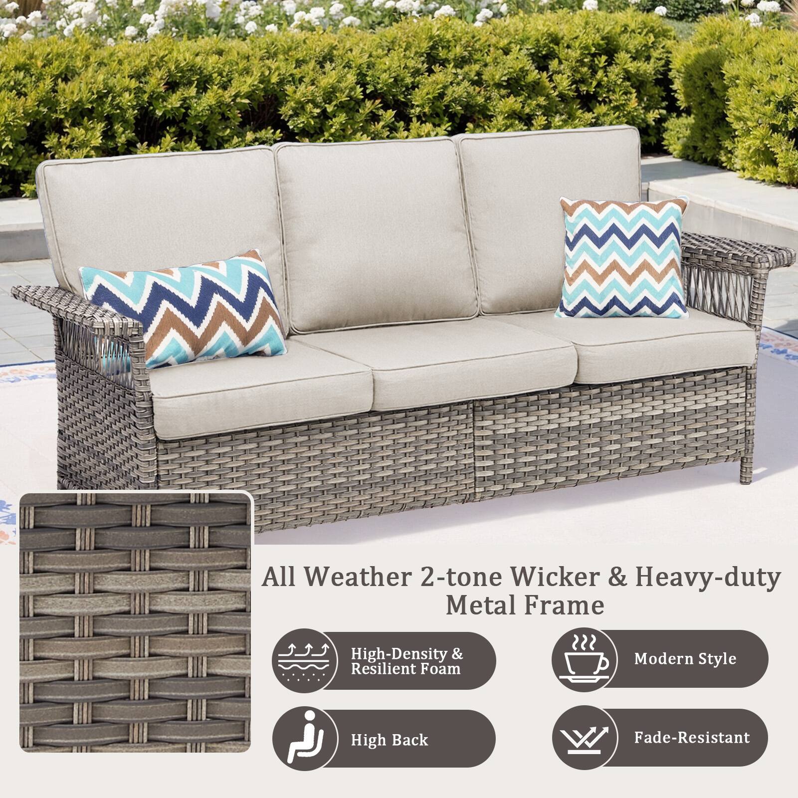All Weather 2-tone Wicker & Heavy-duty Metal Frame

- High-Density & Resilient Foam
- Modern Style
- High Back
- Fade-Resistant