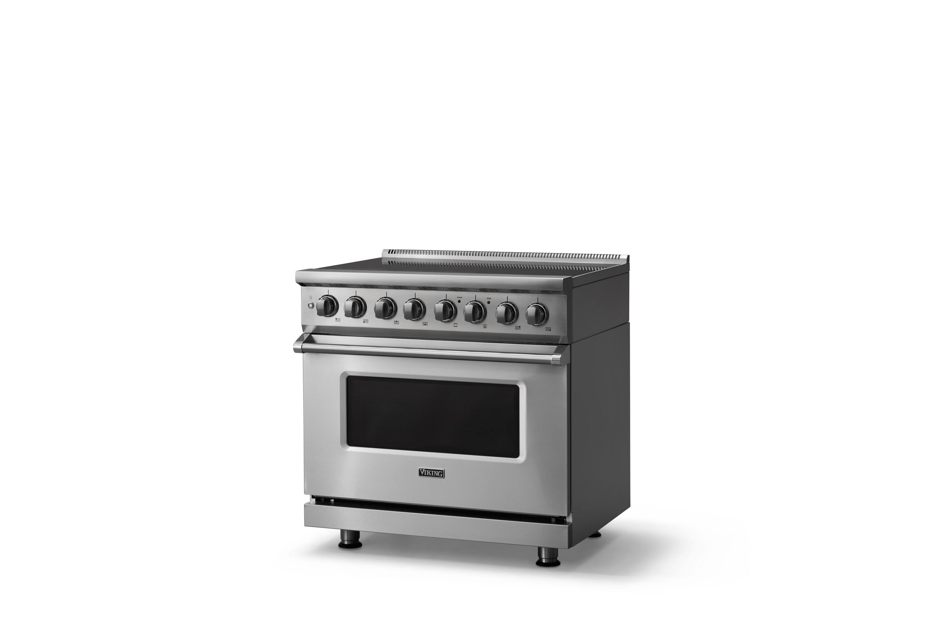 Angle. Viking - 36"W. 5.6 Cu.Ft. Pro5S 6 Element Freestanding Electric Induction Convection Range - Stainless Steel - Stainless Steel.